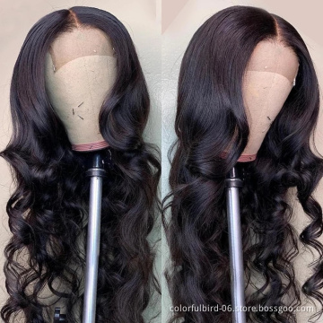 Wholesale Indian Remy Human Hair Wig with Closure Brazilian lace Closure front Wig 5*5 loose body Wave human hair wig